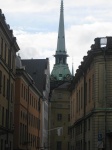 Old Town, facades and bell tower, Stockholm, Sweden