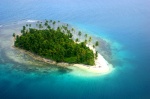 Aerial view of an island off the coast of Panama