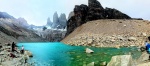 Panorámica de la laguna, el glaciar y las Torres del Paine