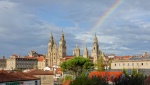 El arco iris sobre la Catedral de Santiago de Compostela.