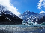 Laguna del Hooker Glacier, en una de las vertientes del Mount Cook