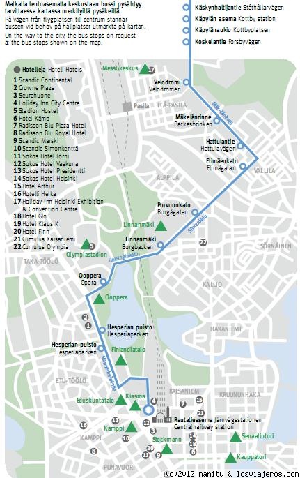 Trayecto bus Helsinki